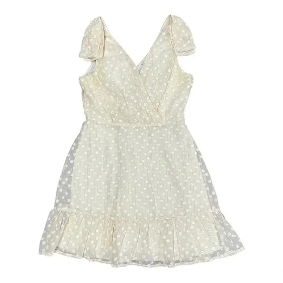 Altar’d State Cream Swiss Dot Mini Ruffle Dress M - Picture 1 of 5